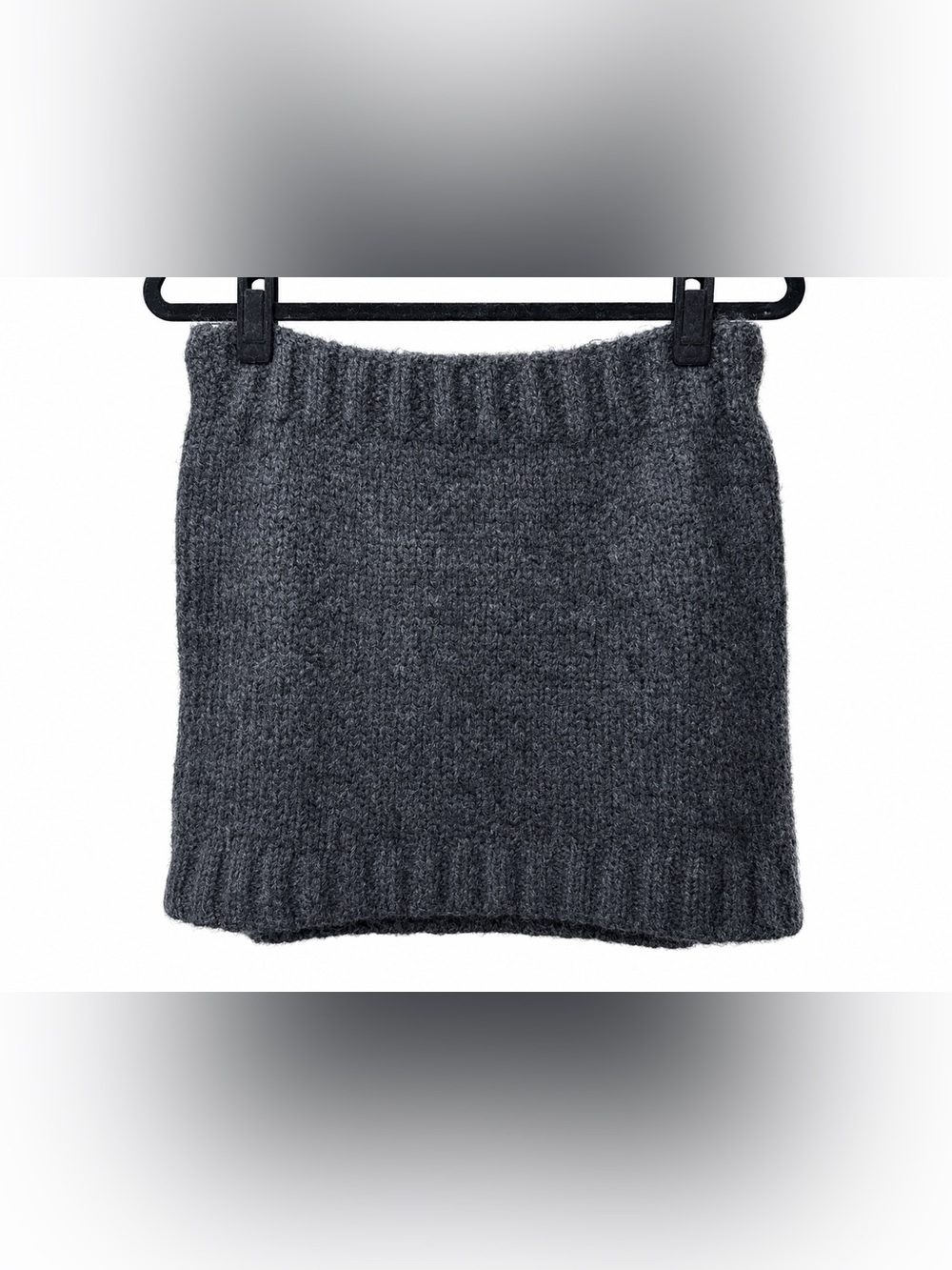 Helsa Annabelle Knit Mini Skirt Dark Heather Grey Women's L NWT Wool Alpaca